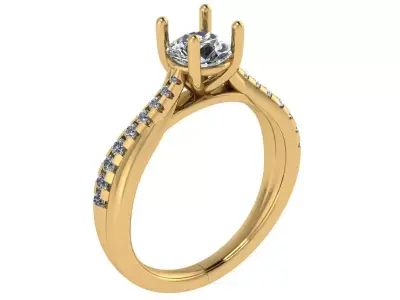 criss cross solitaire ring cathedral shank  3D print model