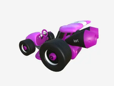 Cartoon Kart A05 Pink - Vehicle Racing Design Low-poly 3D model