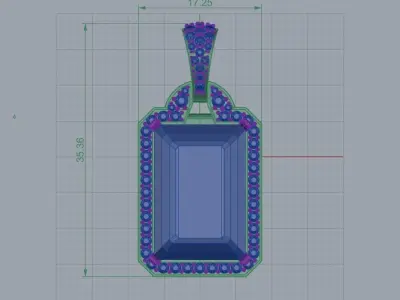 Blue Topaz pendant with diamonds 3D print model