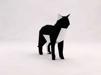 ORIGAMI---Cat Setup Low-poly 3D model
