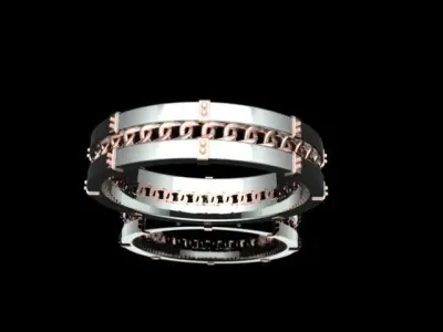 Men Gold Band with chain link pattern 3D print model