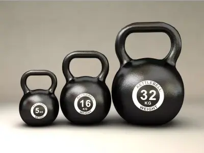 Kettlebell three kettle weights 3D model