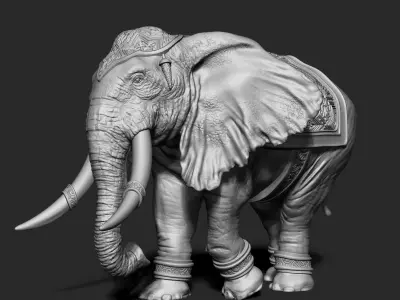 Ornate Elephant Statue Detailed 3D Printable Model 3D print model