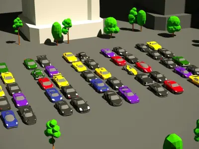 Simple Sport Car Pack for Game Low-poly 3D model