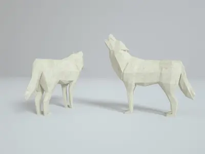 Low Poly Paper Wolves Low-poly 3D model