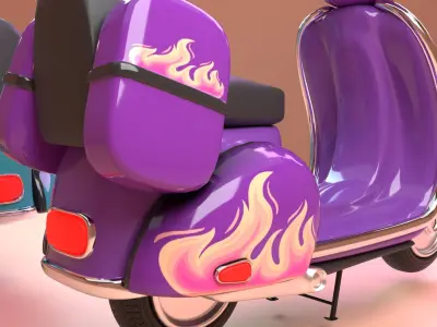 Stylized cartoon scooter Low-poly 3D model