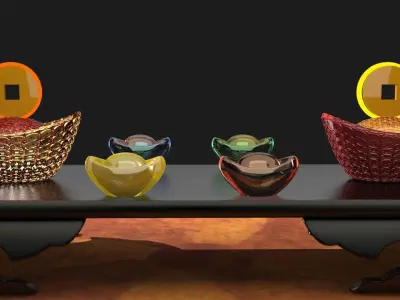 Chinese gold Ingot   3D model