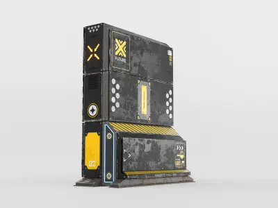 Sci-Fi Cover Wall Low-poly 3D model