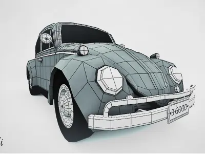Volkswagen Beetle Low-poly 3D Model Low-poly 3D model