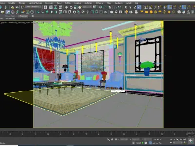 Luxurious Neoclassical Interior Scene Living Dining Hallway 3D model