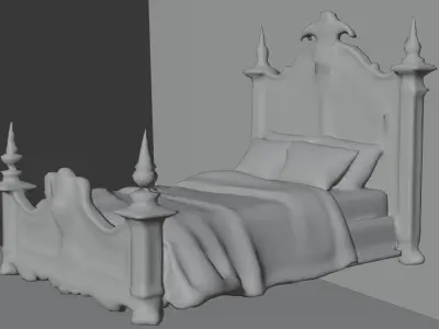 Low-Poly Gothic Haunted Bed Stylized Horror Game Asset Low-poly 3D model