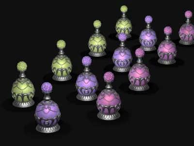 Vintage Perfume Bottle Pink 3D model