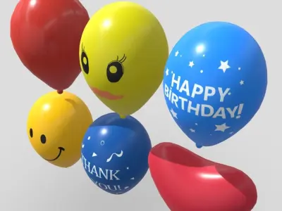 Balloon Pack Low-poly 3D model