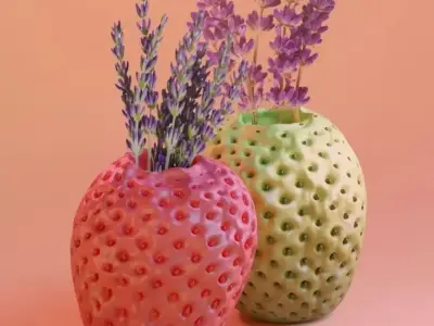 strawberry vase Low-poly 3D model
