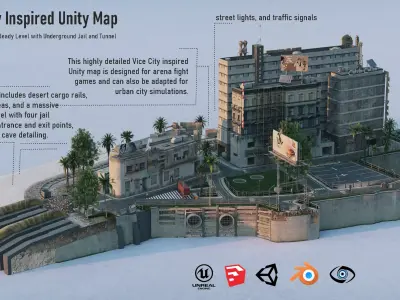 Vice City Inspired Full 3D City Pack Low-poly 3D model