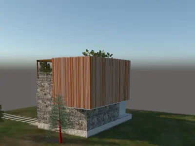 Villa modern house with stairs 3D model