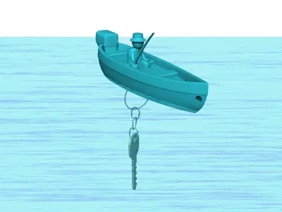 Fisherman Keychain Floating Boat - Key Saver 3D print model