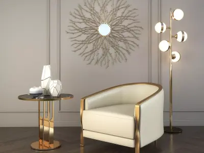 Modern Coffee Table and Armchair Set 3D model