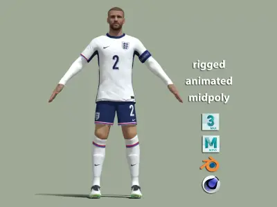 T-Pose Rigged Luke Shaw England Euro 2024 3D model