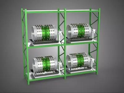 DRUM TRAY ARRAY SHELF RACK ROTARY HYDROPONIC PLANT GARDEN INDOOR 3D model