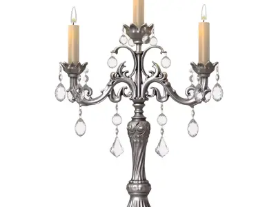 Silver classic tabletop candelabra Candle Holder candlestick  3D model
