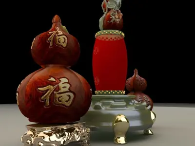 Chinese gourd with drum 3D model