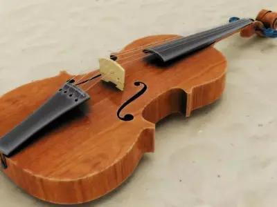 Violin wooden ceiling light with cord 3D model