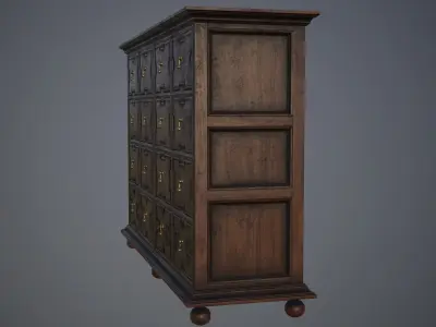 Luxury Wooden Cabinet - Lowpoly PBR Low-poly 3D model