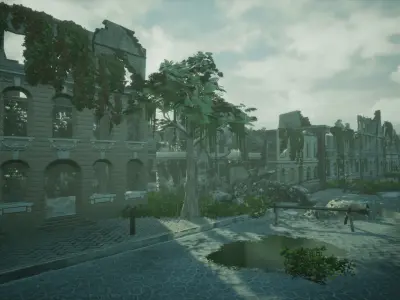 Ruined City Unreal Engine  Low-poly 3D model