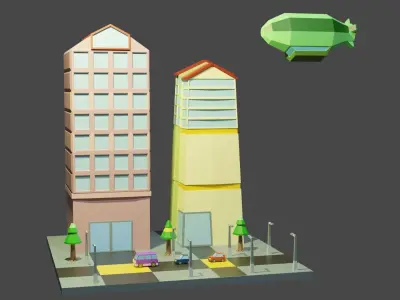 Town for resident  Free low-poly 3D model