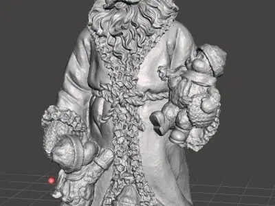 santa holding snowbabies statue 3D print model