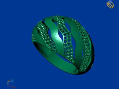 Women Stone Rings Diamond 3D print model 6