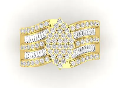 AV 654 Diamond Ladies Cluster Engagement Ring 3D print model