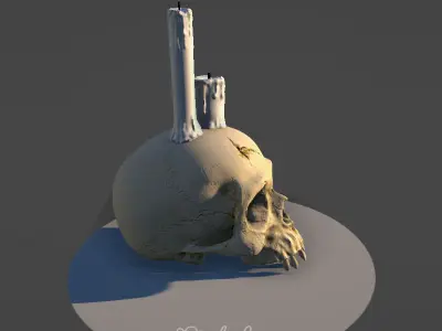 Skull Candle Low-poly 3D model purchase