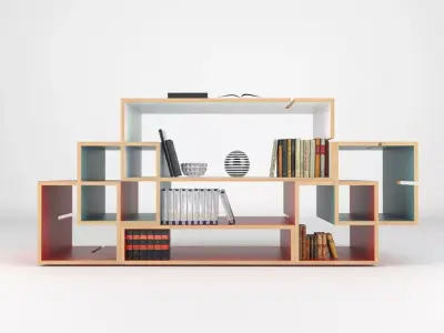 Dresser 4 bookcase with bookshelves 3D model
