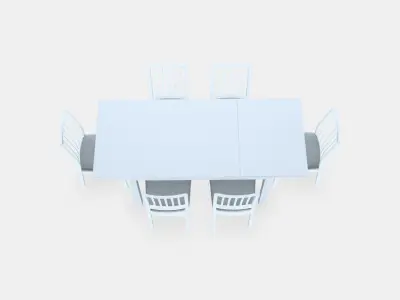 LANEBERG - EKEDALEN Table and 6 chairs Low-poly 3D model