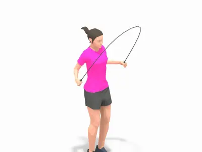 Jumping Ropes  Exercise Woman Animation Low-poly 3D model
