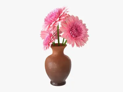 Gerbera in vase v2 3D model