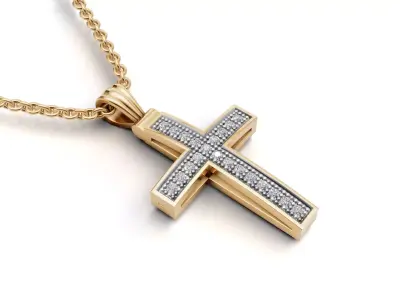 AV 727 Diamond Ladies Cross Pendant 3D print model