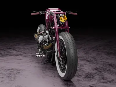 Custom Harley Davidson Bobber Low-poly 3D model