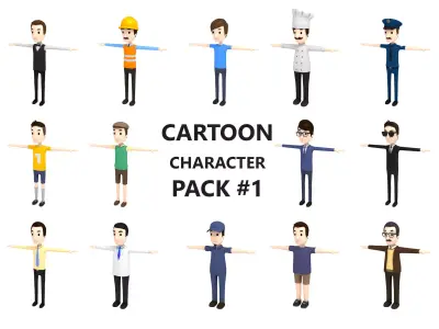 Cartoon Man Character Pack1 3D model