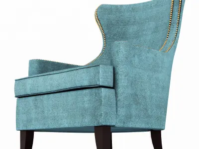 Pacific Blue Elliott Wingback Chair 3D model