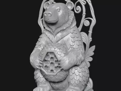 bear sculpture 3D print model buy