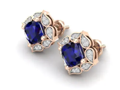 AV 585 Flower Halo Style Stud Earrings 3D print model