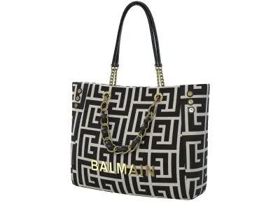 Balmain 1945 Soft Jacquard Tote Bag BW Fabric Low-poly 3D model
