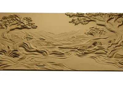 Modern Landscape Relief Panel Wall Decor Set STL Mural CNC 316 3D model