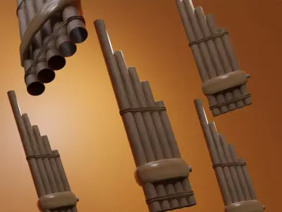 can model wooden flute Low-poly 3D model