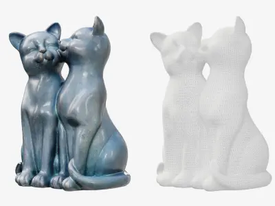 3Dscan Cats Cuddle Low-poly 3D model