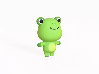 Cartoon Frog - Chubby Animal Rigged Low-poly 3D model