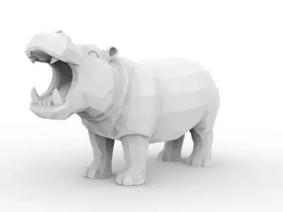 Hippo Low-Poly 3D Printable 3D print model